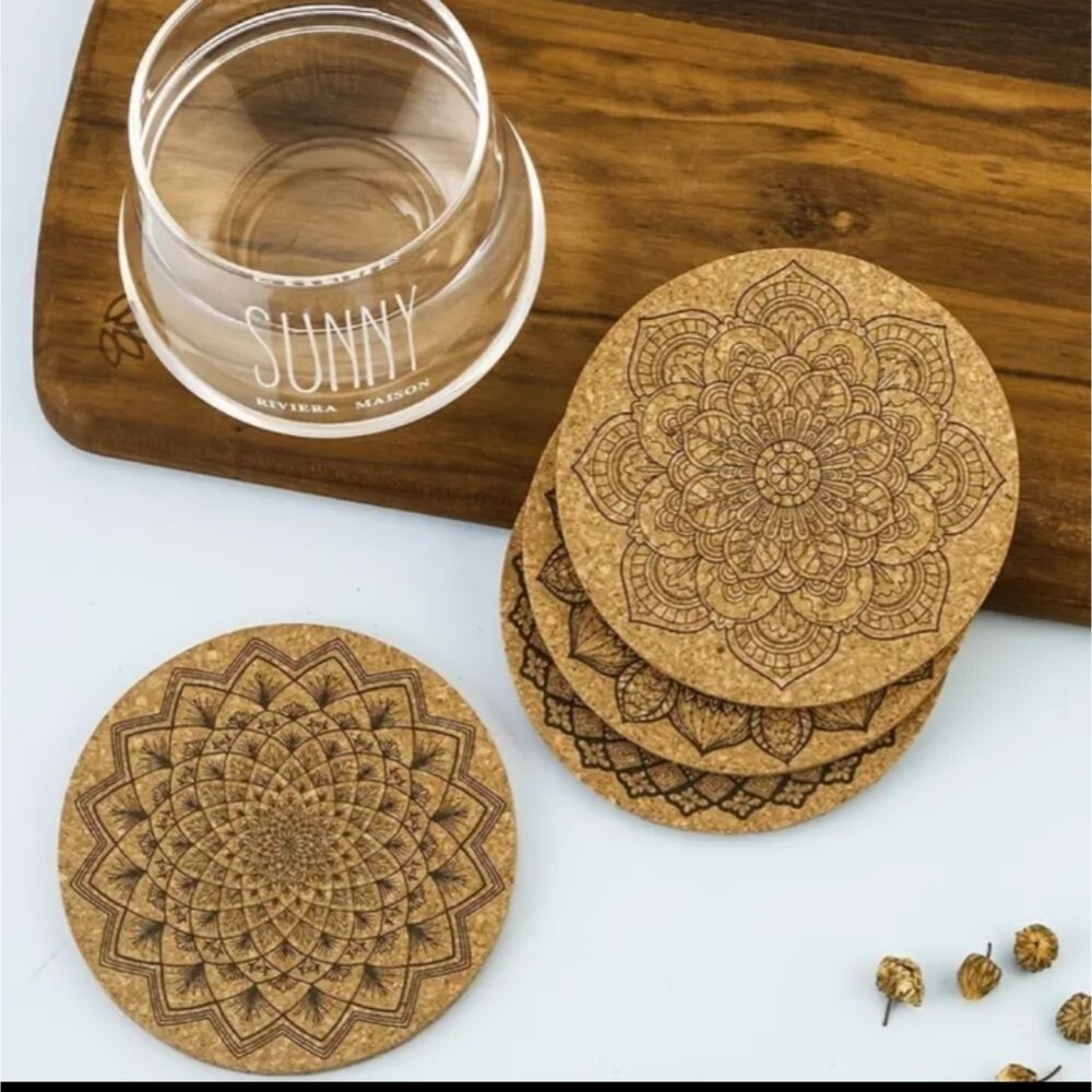 MANDALA design cork coasters